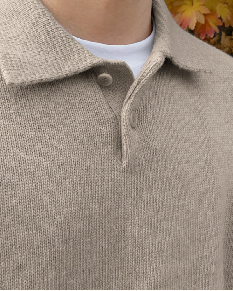 Pull en laine à demi-zip avec bouton