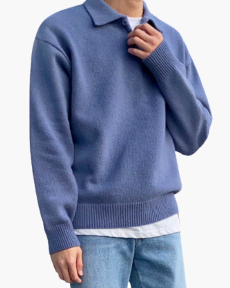 Pull en laine à demi-zip avec bouton