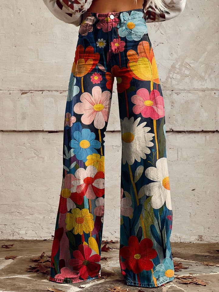 Regina | Pantalon large à fleurs